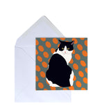 Black and White Cat Greeting Card by Designer Leslie Gerry