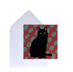 Black Cat Greeting Card by Designer Leslie Gerry