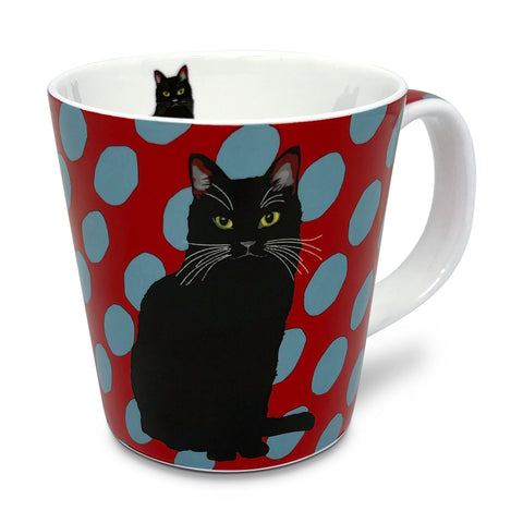 Black Cat Mug by Designer Leslie Gerry