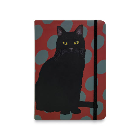 Black Cat Flexible Notebook by Designer Leslie Gerry