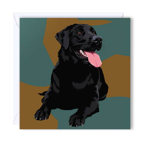 Birthday Card blacks Labrador with its tongue sticking out 