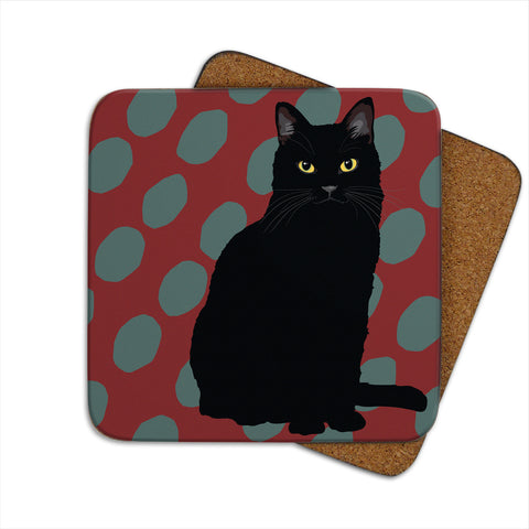 Black Cat Coaster by Designer Leslie Gerry