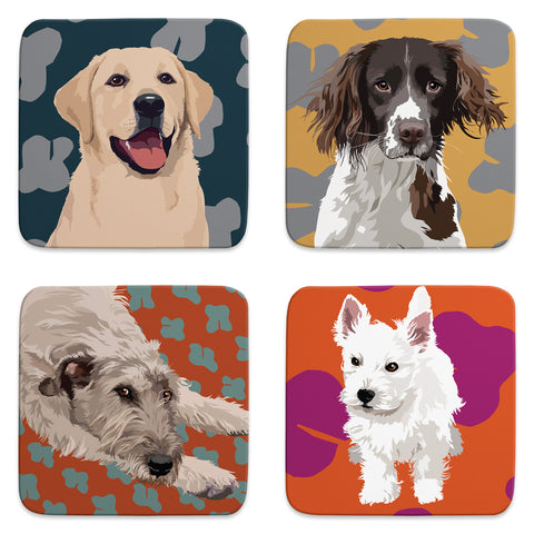 Dogs Coaster Set by Designer Leslie Gerry