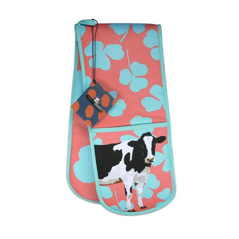 Friesian Cow Double Oven Glove by Designer Leslie Gerry
