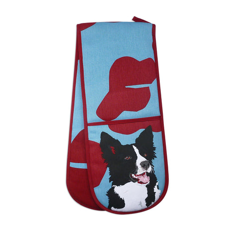 Border Collie Double Oven Glove by Designer Leslie Gerry