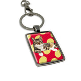 Tabby Cat Keyring Keychain Gift by Leslie Gerry