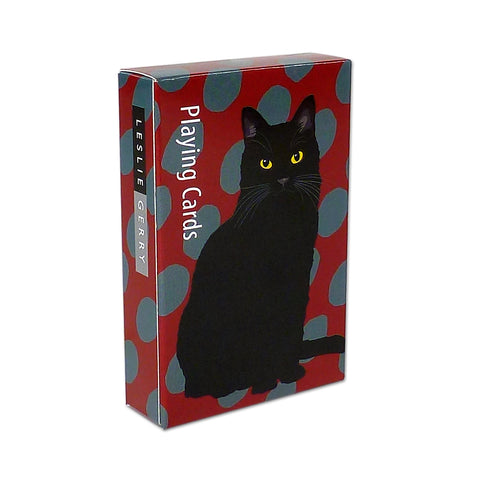 Black Cat Playing Card by Designer Leslie Gerry